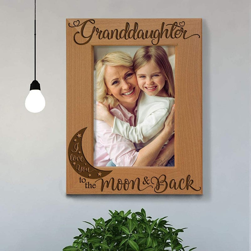 KATE POSH Granddaughter I Love You to the Moon and Back Engraved Wood Picture Frame, Grandma Grandpa Gifts, Christmas, Birthday, Mother's Day, Father's Day (4x6 Vertical) - Image 4